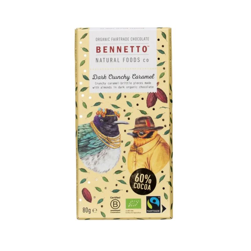 Bennetto organic fair-trade chocolate with crunchy salted caramel bites