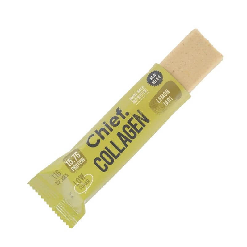 Chief Collagen protein bar with lemon tart flavour made with aussie collagen peptides