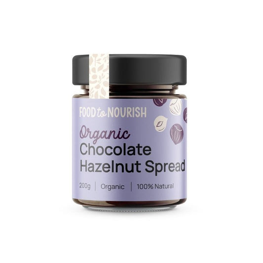 Jar of Organic Chocolate Hazelnut Spread by Food to Nourish