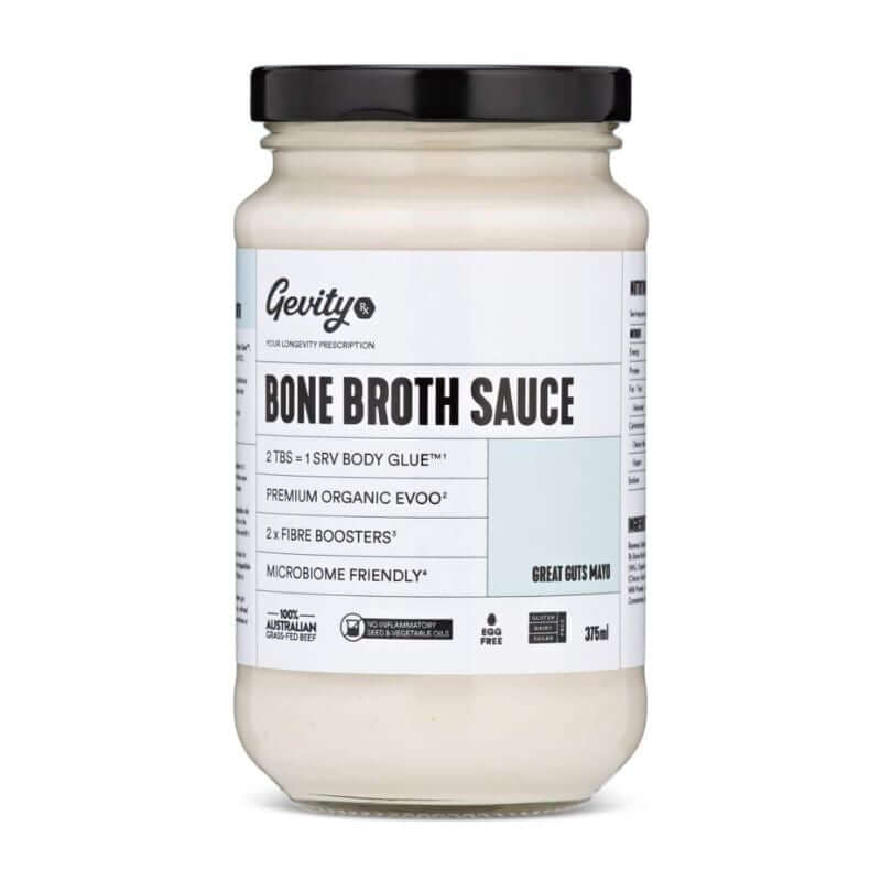 Jar of Gevity Seed Oil Free Bone Broth Sauce with no nasties