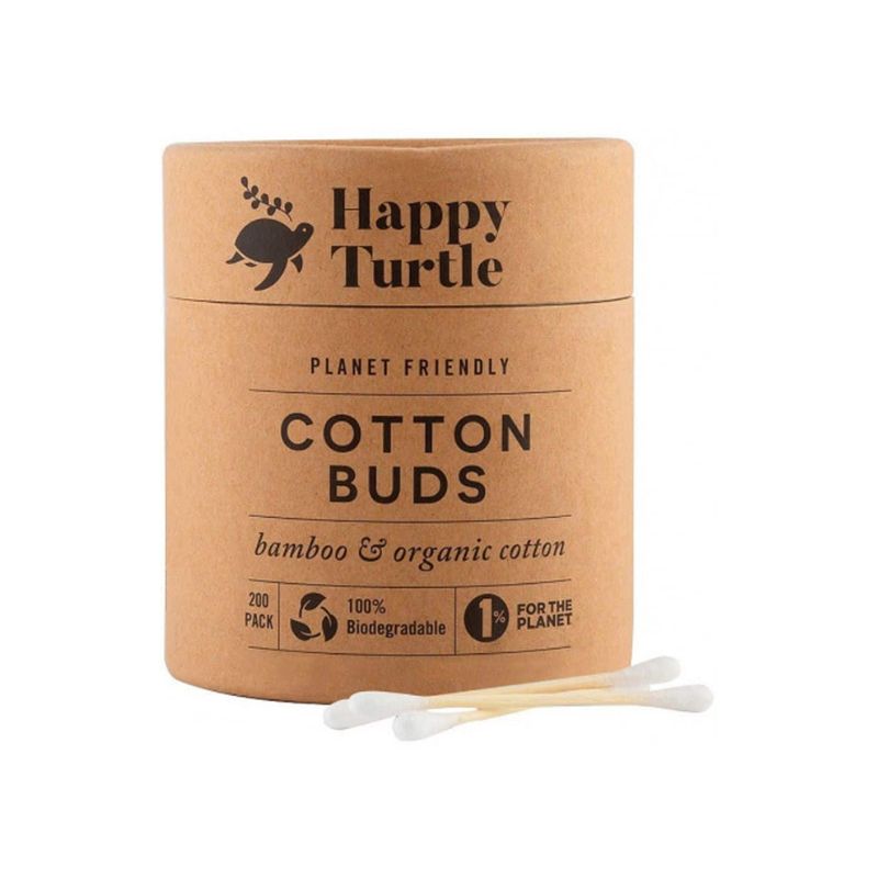 package of Happy Turtle cotton buds compostable and made with organic cotton