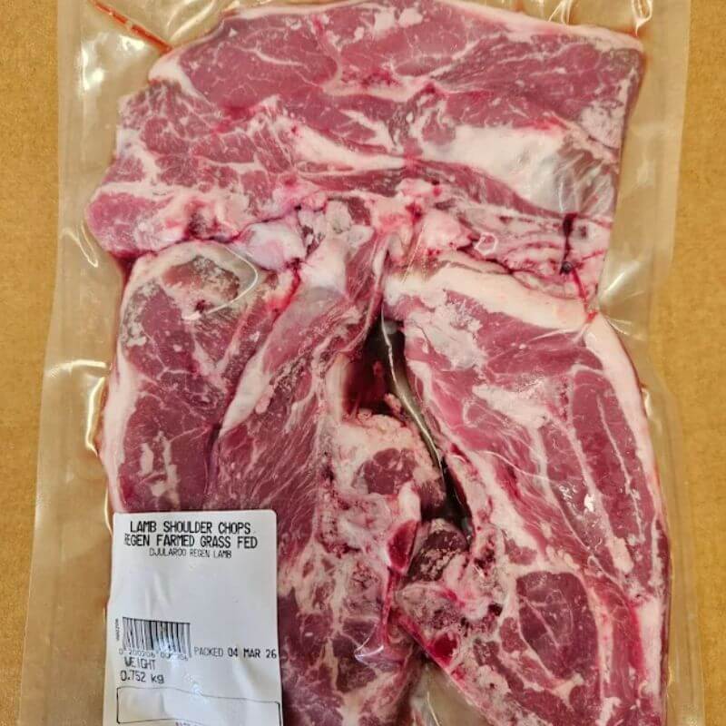 a pack of regeneratively farmed grass fed lamb shoulder chops