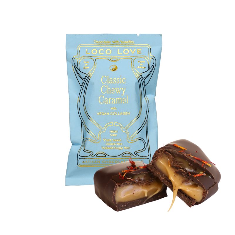 Loco Love vegan organic chocolate bar Classic Chewy Caramel