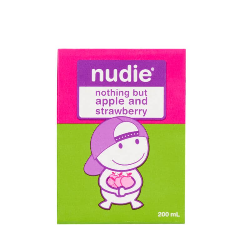 A nudie juice popper apple and strawberry flavour