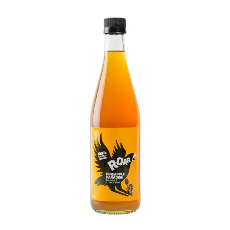 Bottle of Roar Pineapple Cordial made from real ingredients and no additives