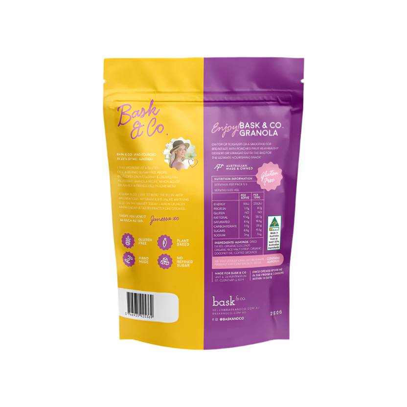 Bask and Co Organic Granola home delivered brisbane gold coast buy online gluten-free vegan