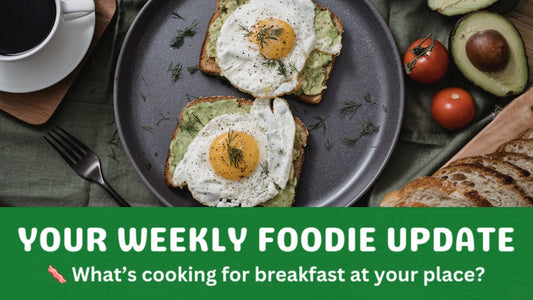 Eggs, coffee, tomatoes and avocadoes on a tabe