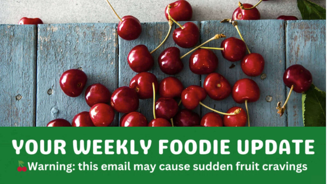 Cherries on a wooden table, one of the fresh fruits delivered in Brisbane