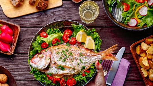 Fish dish with salad