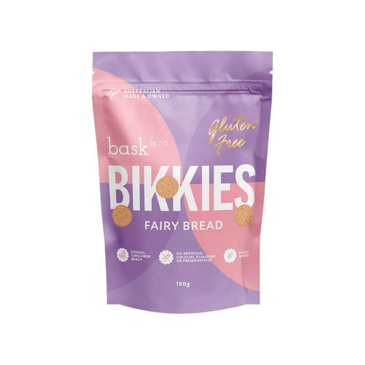 a pack of bask and co gluten free fairy bread bikkies
