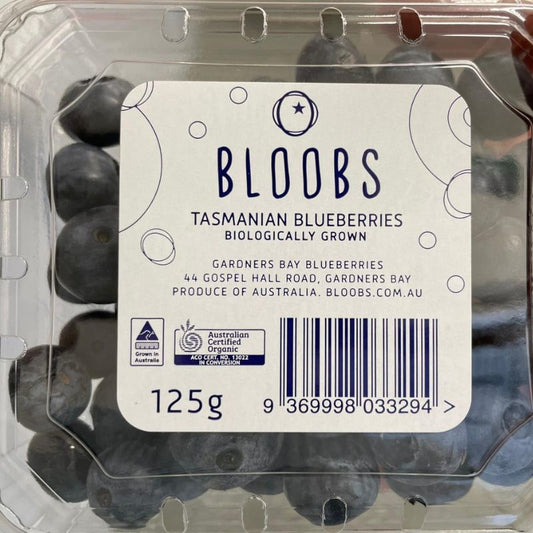 punnet of certified organic blueberries