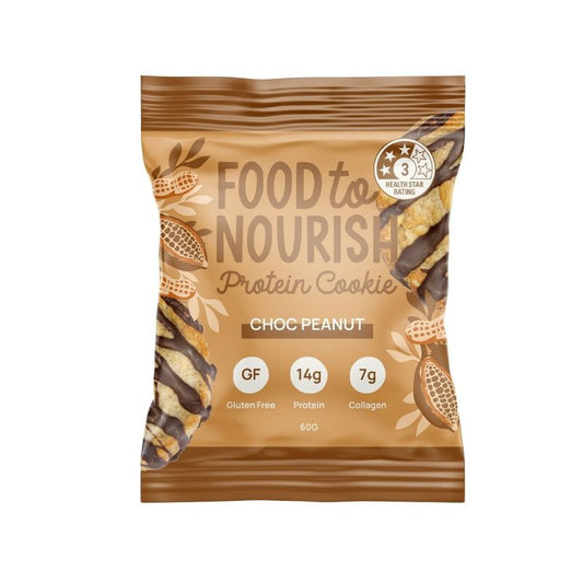 Protein cookie package with added collagen and an organic dark chocolate drizzle