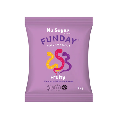 No Sugar Natural Sweets Lollies Funday Fruity Gummy Snakes home delivered brisbane gold coast