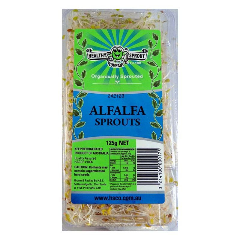 a punnet of organically sprouted alfalfa sprouts