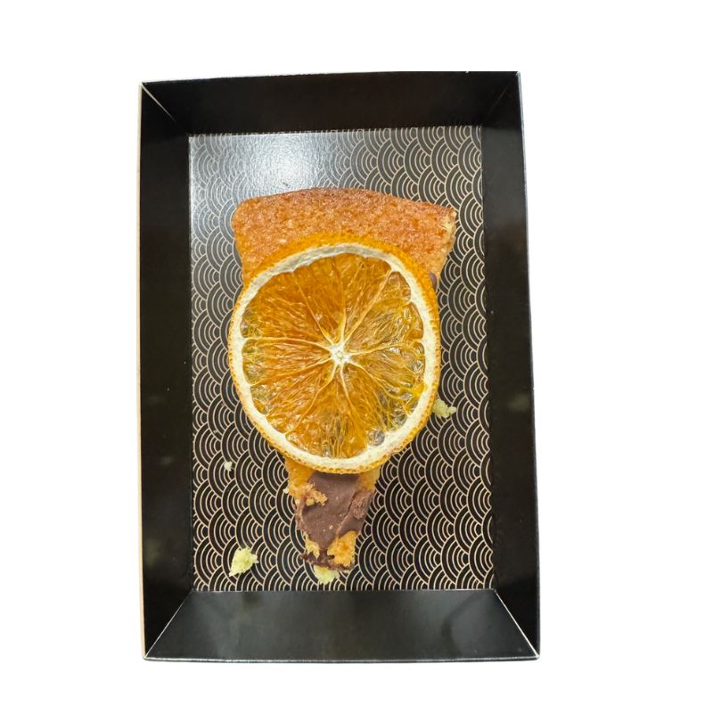 Cake Slice with dried orange slice and chocolate drizzle handmade and organic