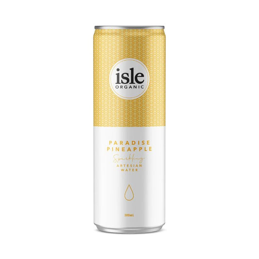 pineapple sparkling water in a can from isle organic - fizzy water on the go