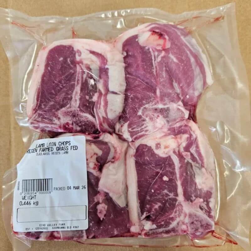 a pack of regeneratively farmed grass fed lamb loin chops