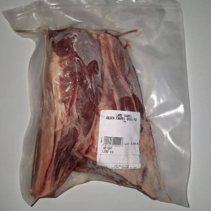 a pack of regeneratively farmed grass fed lamb shanks