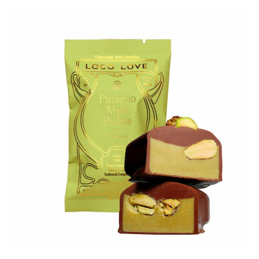 certified organic loco love vegan chocolate bar pistachio mylk flavour