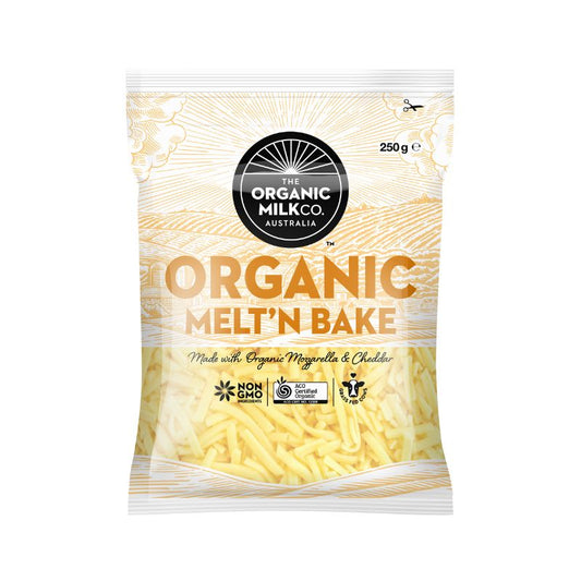package of organic milk co melt n bake cheese made with organic cheese