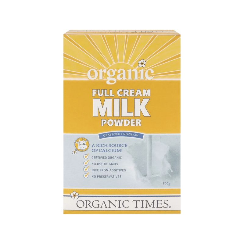 Box of Organic Times full cream milk powder from grass-fed cows