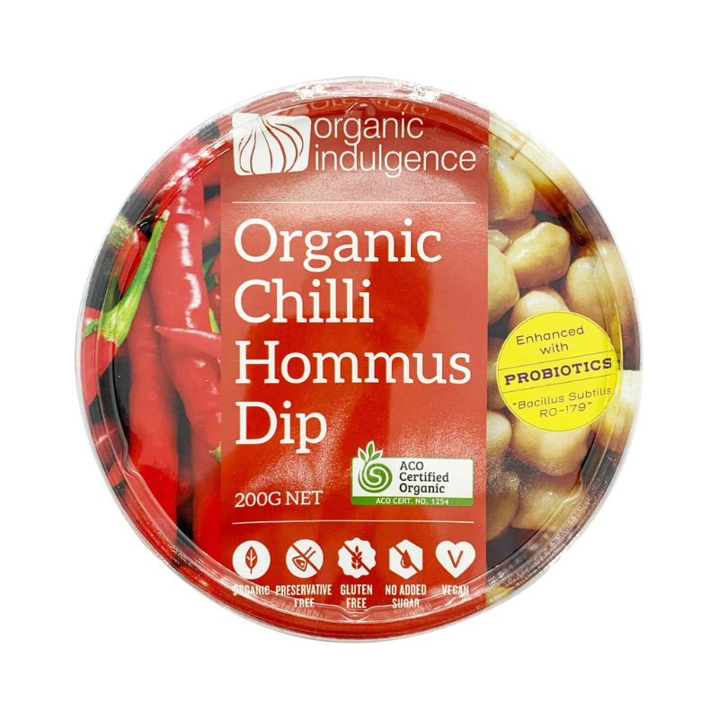 Spray Free Organic Groceries home delivered in Brisbane and Gold Coast Organic Indulgence Hommus Chilli Dip