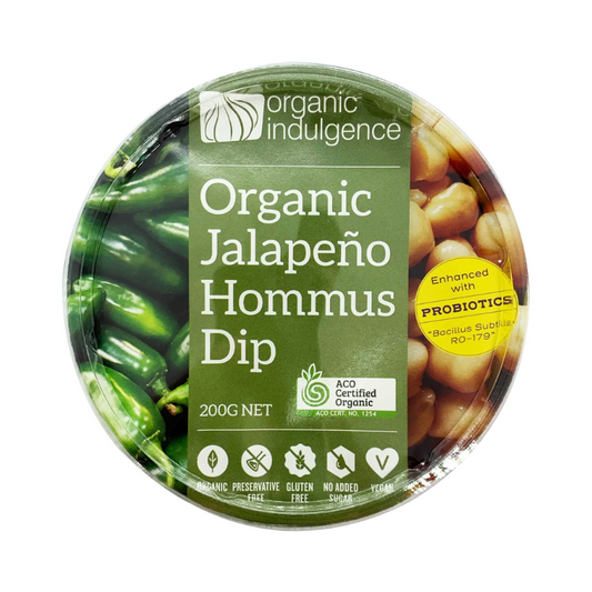 Spray Free Organic Groceries home delivered in brisbane and gold coast Organic Indulgence Hommus Jalapeno Dip