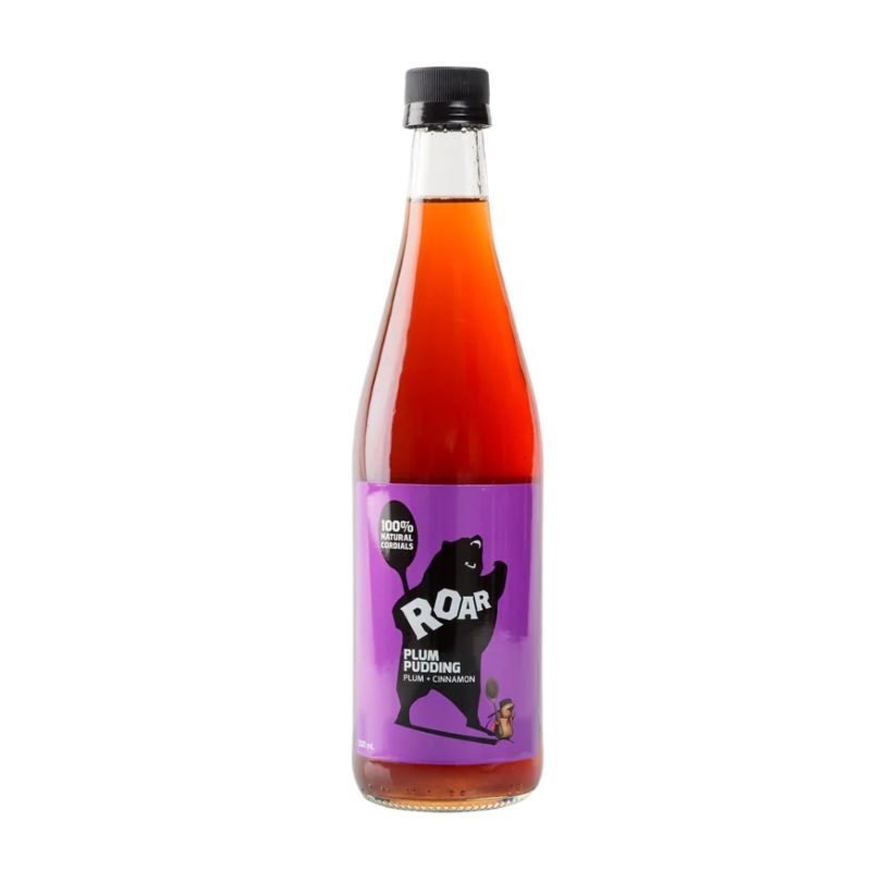A bottle of roar natural plum pudding cordial for a delicious christmas drink