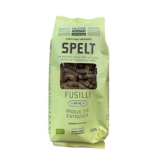 a packet of the stock merchant certified organic spelt pasta spirals